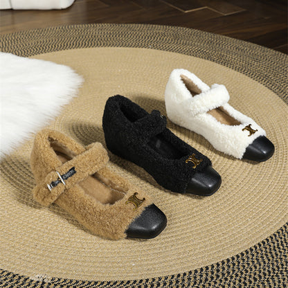 【Shoes】ラムウールフラットシューズ　Ｗ14717